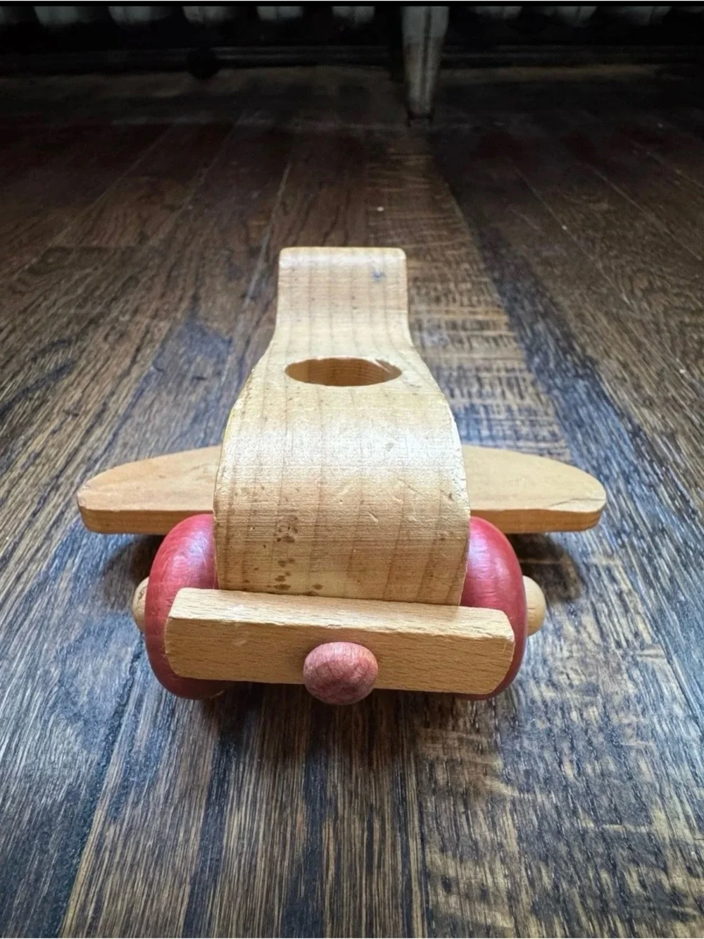 VINTAGE The Montgomery Schoolhouse Wooden Airplane Push Toy